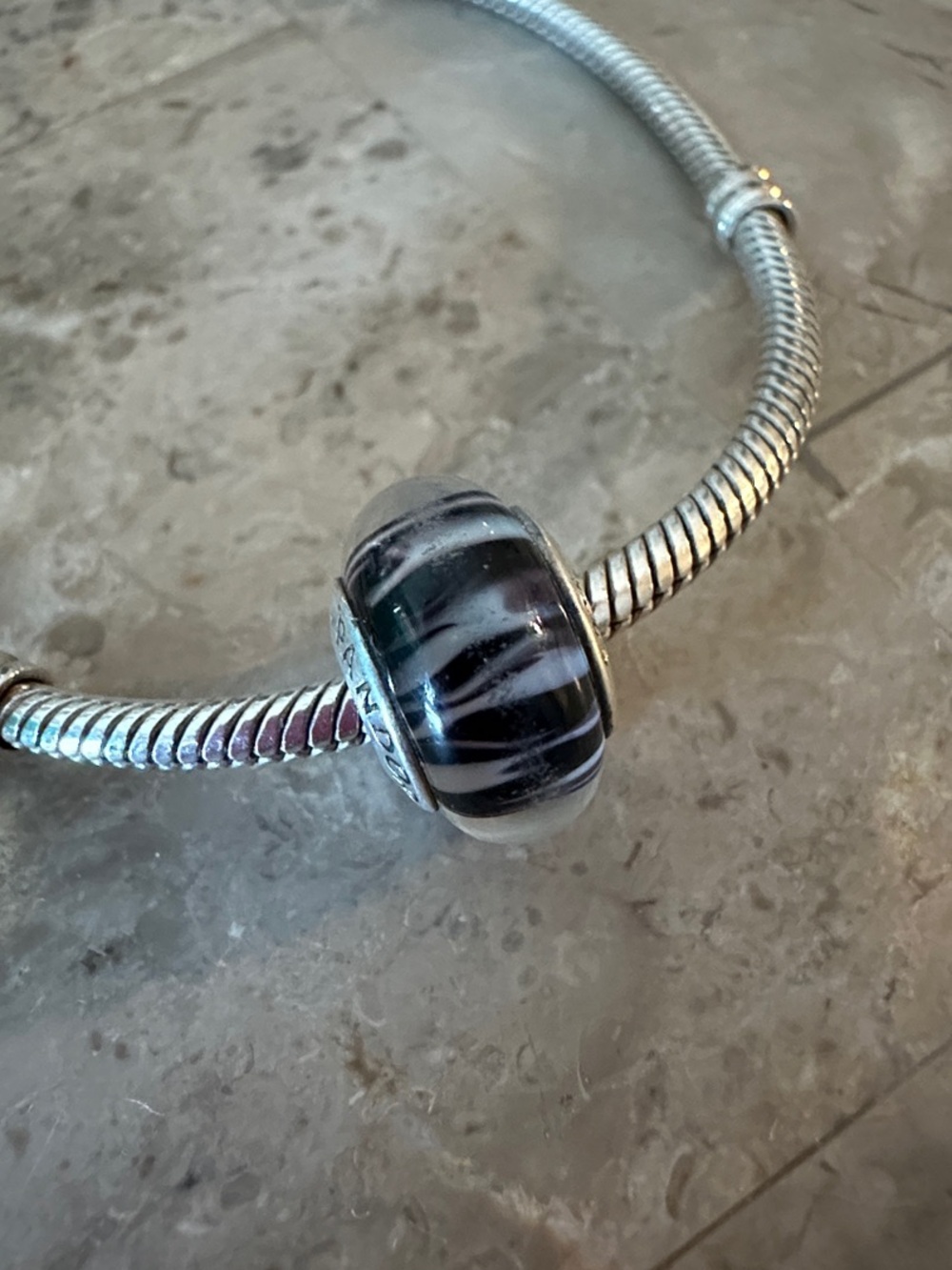 Pandora Zebra Print Murano Glass Charm (Style #790938)